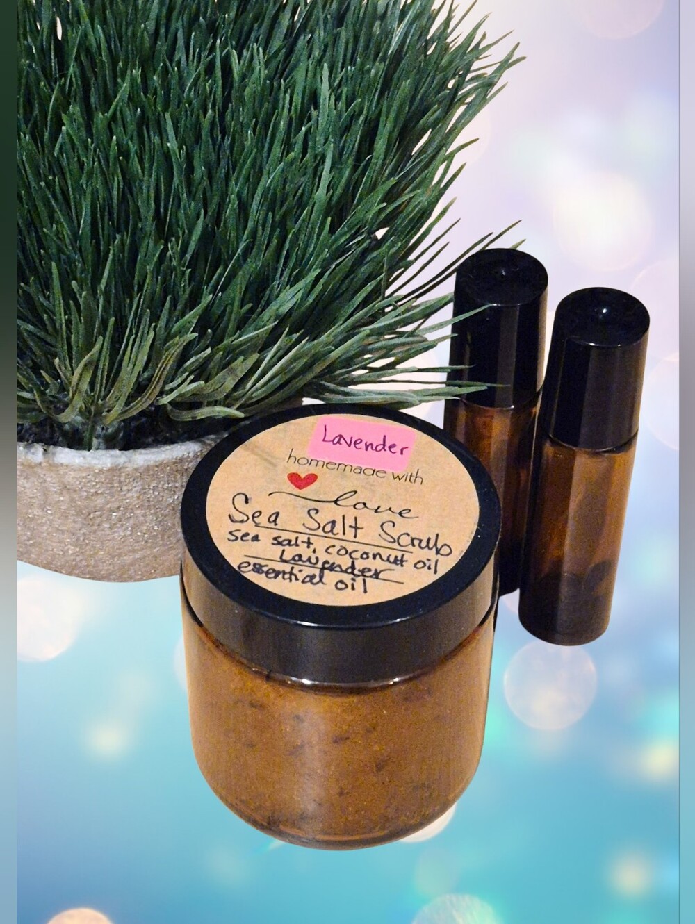 Handmade Mediterranean Sea Salt Scrub With Lavender Essential Oil - 4 oz. Jar